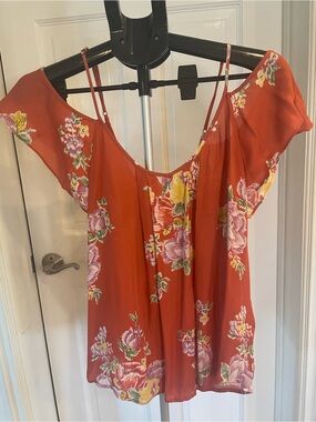 Joie Rust Floral Cold-Shoulder Camisole